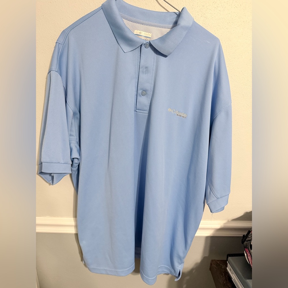 Columbia PFG‎ Polo Shirt Omni Shade size XXL Light Blue Short Sleeve Vented